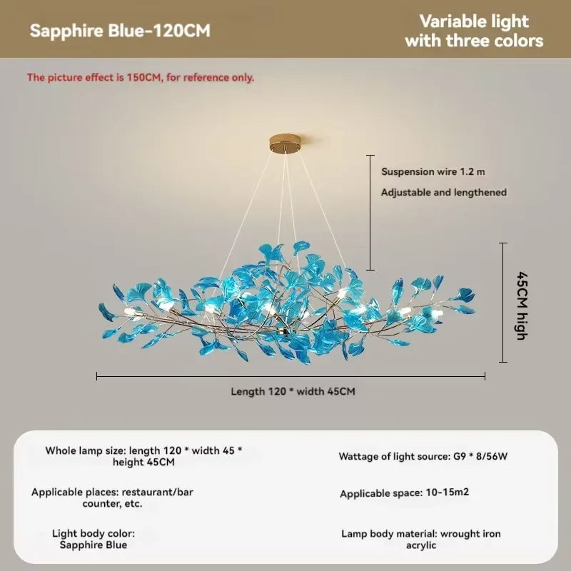 lustre romantique nordique artpad avec feuilles en acrylique pour la maison