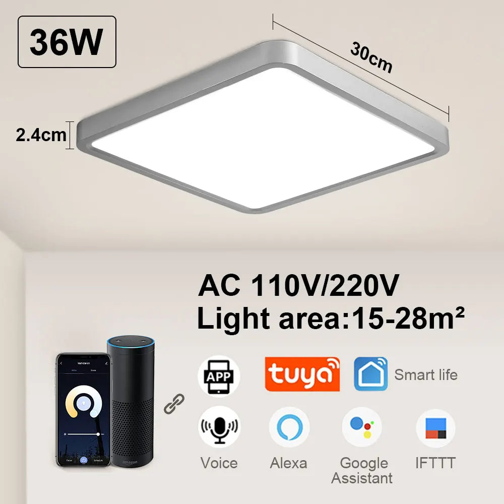Tuya Smart LED plafonnier App commande vocale Alexa Google télécommande plafonniers carrés salon chambre éclairage