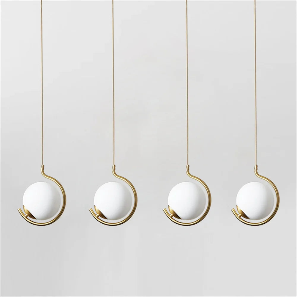 suspension nordique en métal et verre avec boule led décorative