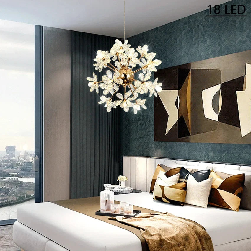 lustre moderne led en cristal pissenlit boule ronde sandyha