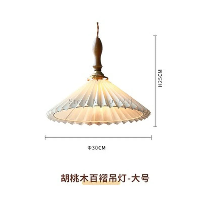 lustre plissé rétro japonais en noyer nordique pour intérieur