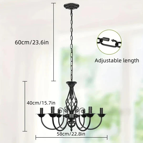 lustre vintage en fer forgé suspension en métal noir
