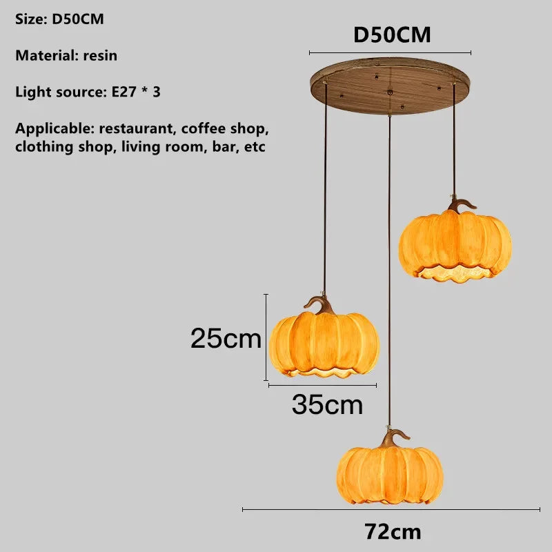 Designer Restaurant Island LED Chandelier Retro Resin Pumpkin Lamp Bedroom Wabi Sabi Pendant Lamps Home Decoration Light Fixture