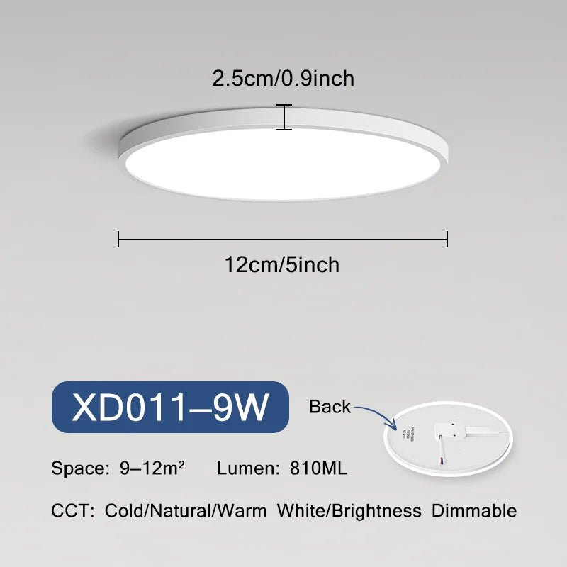 plafonnier led ultra mince moderne rond montage en surface