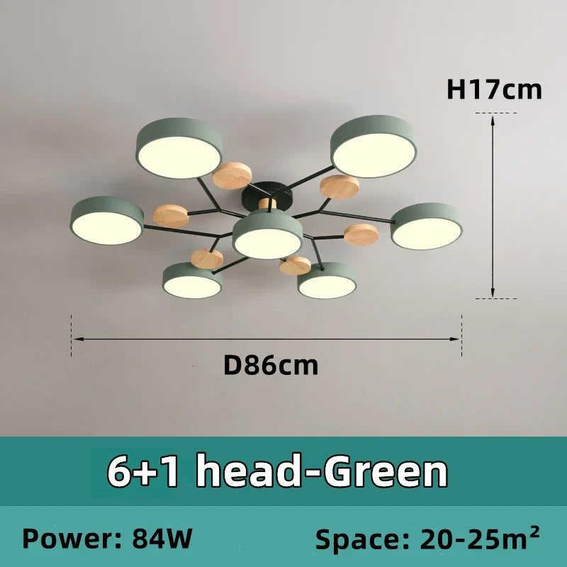 lustre en bois led style nordique pour diverses pièces