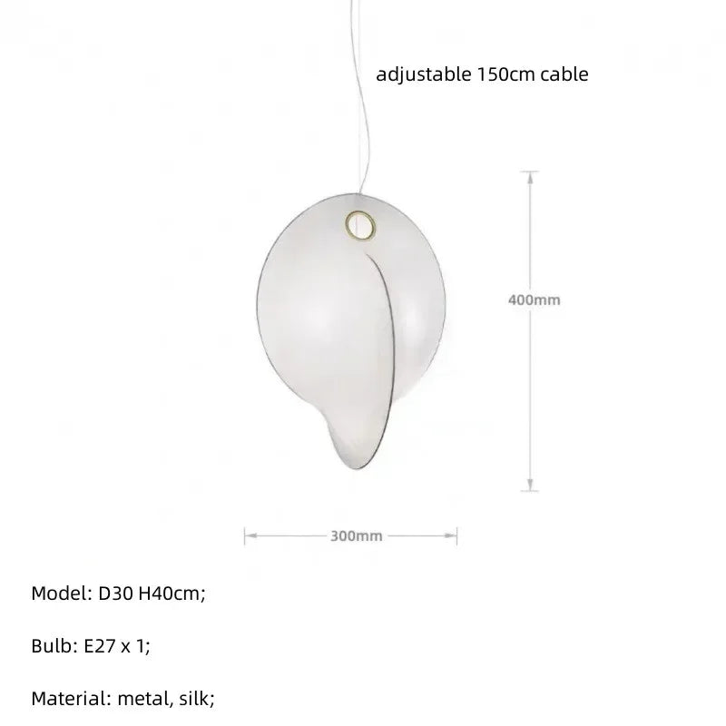 lustre led en soie nordique wabi sabi suspendu pour décoration maison