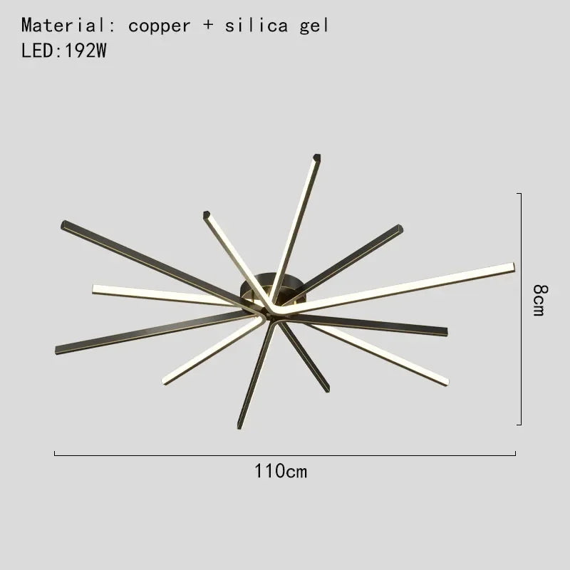 plafonnier led moderne en cuivre pour décoration artistique