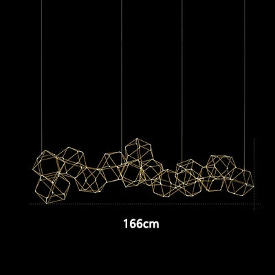 lustre luciole polygonal design nordique en acier inoxydable