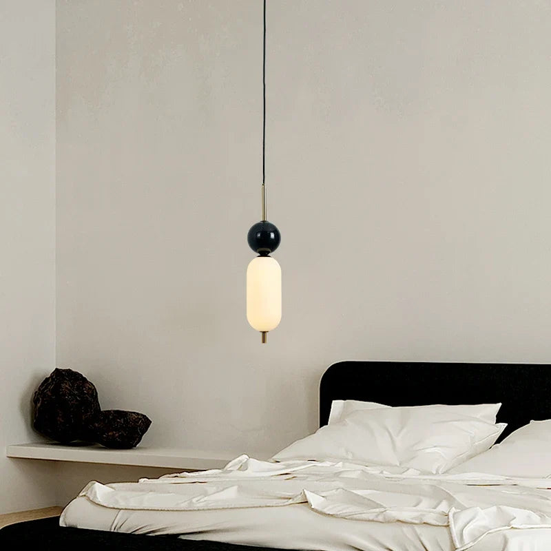 lustre led en boule de marbre naturel en acrylique avec fil réglable