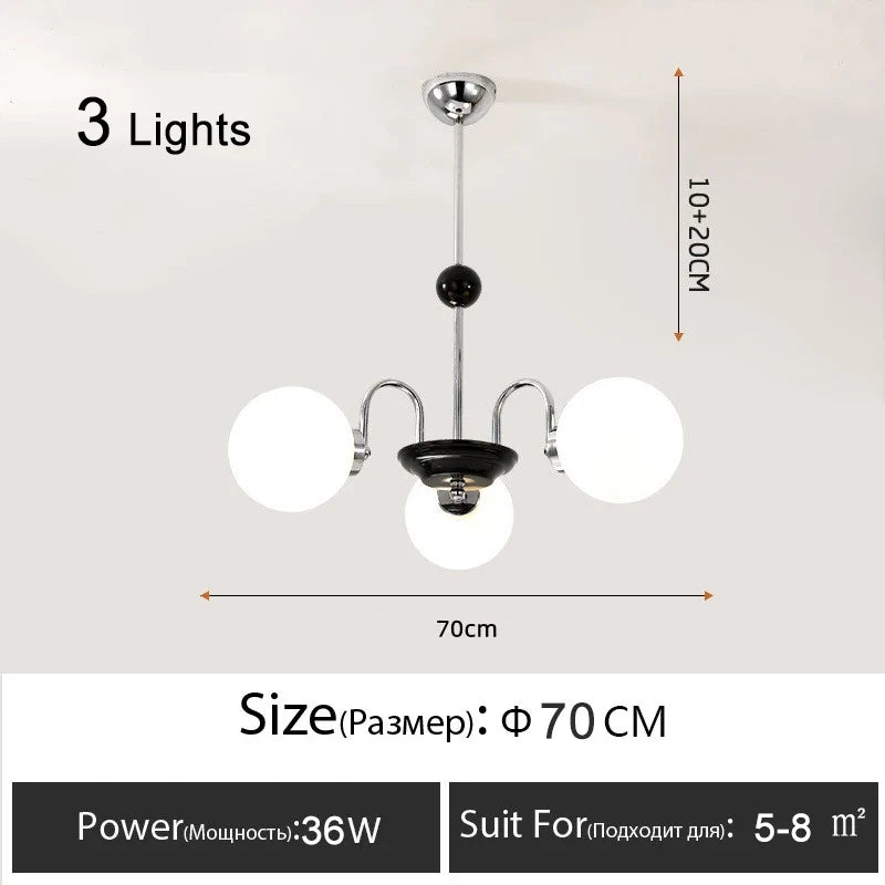 lustre nordique moderne en chrome avec éclairage led