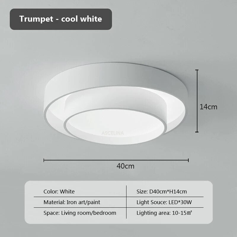 Plafonnier moderne led minimaliste blanc double rond