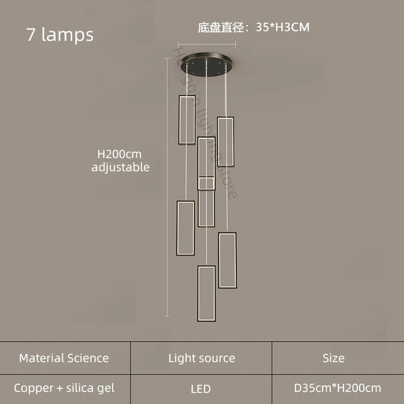 lustre moderne en cuivre avec éclairage LED design élégant
