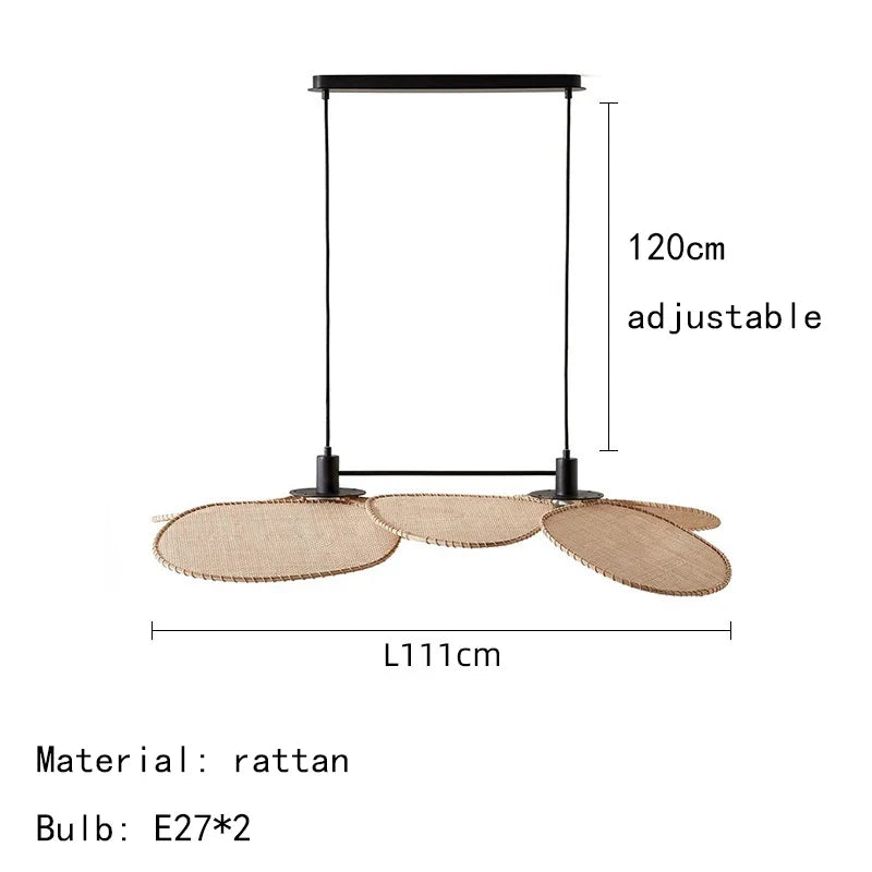 lampadaire en rotin tissé style asiatique pour intérieur moderne