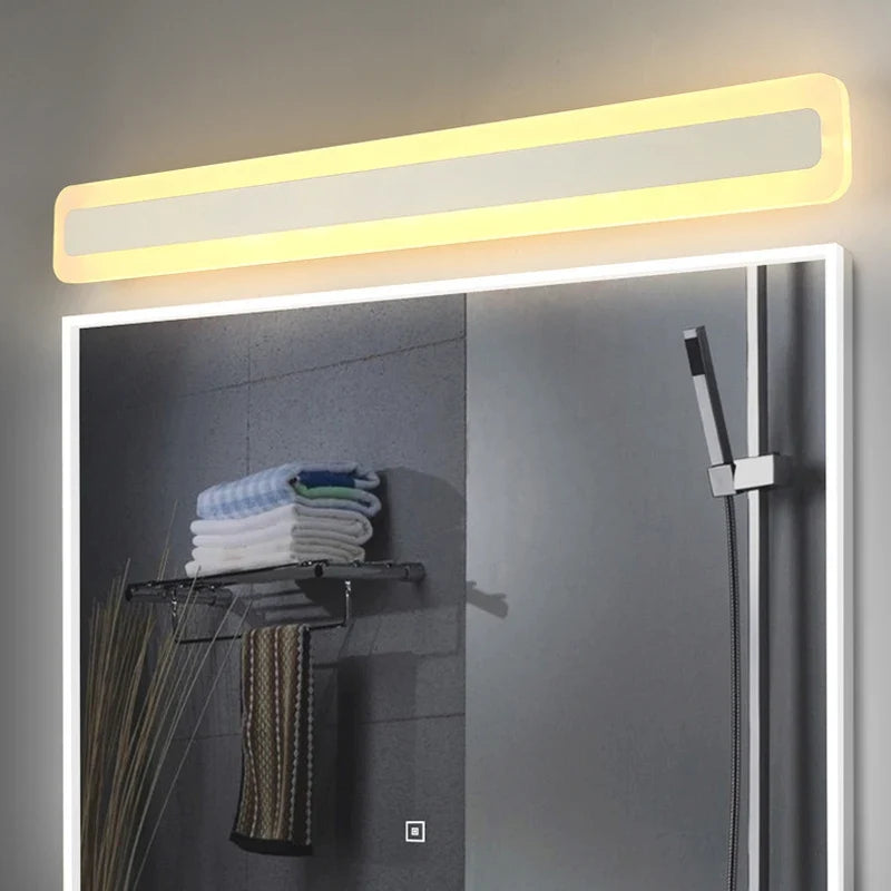 lampe de miroir led moderne étanche en acrylique