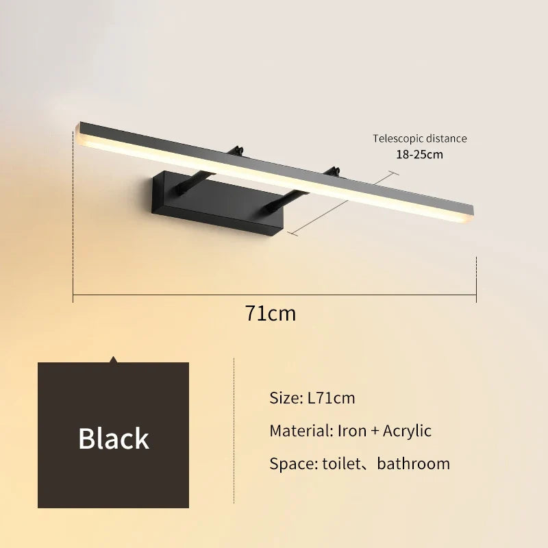 lampe de miroir led minimaliste moderne réglable et rétractable