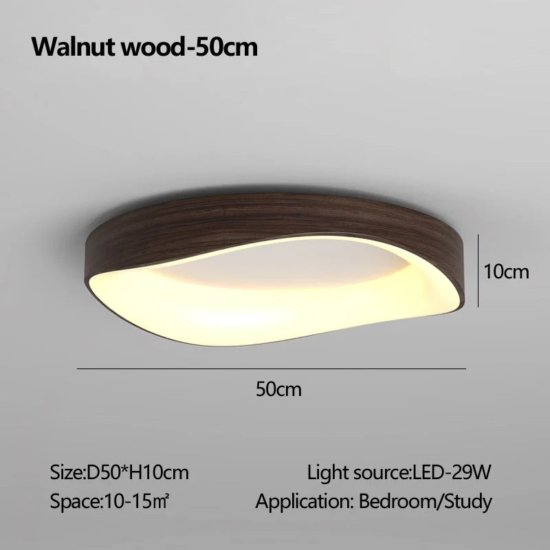 plafonnier en bois rond avec télécommande pour éclairage intérieur