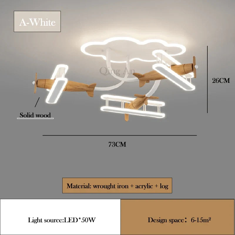 plafonnier avion en bois pour chambre d'enfant moderne et chaleureux