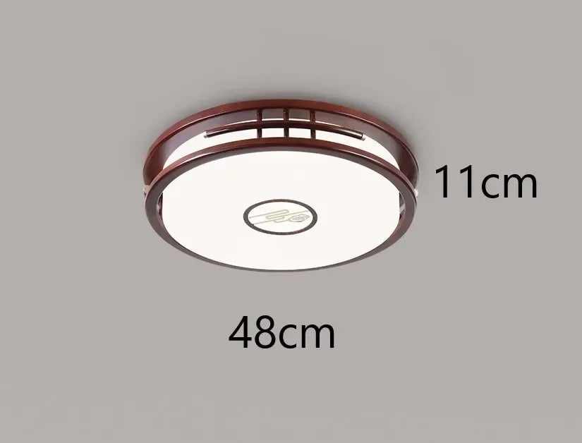 plafonnier moderne en bois massif style chinois avec lampe LED