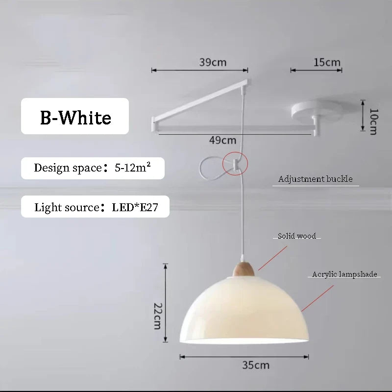 Lustres à bascule de Table à manger modernes LED peuvent être déplacés lampes à long poteau nordique Simple télescopique pliant lustre à bras Long