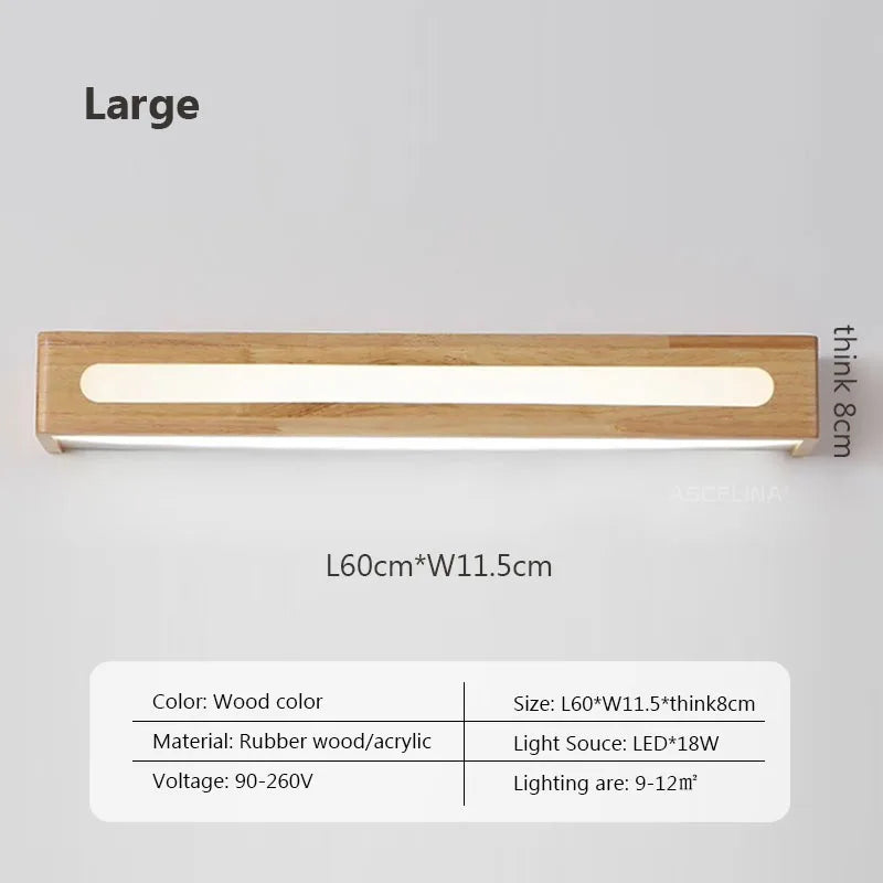applique murale led nordique simple en bois pour éclairage intérieur