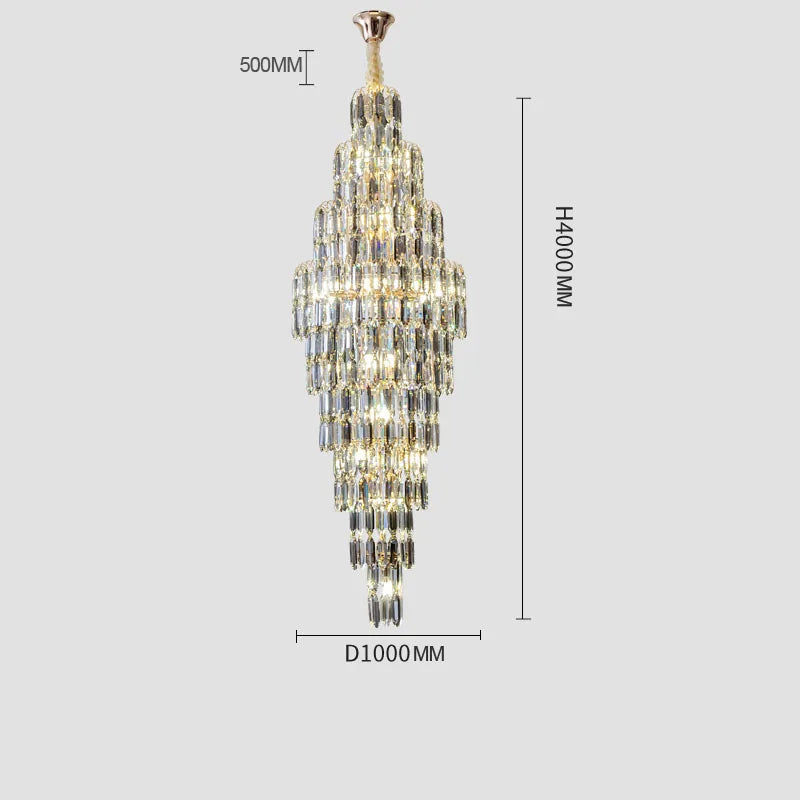 lustre en cristal pour escalier et halls d'hôtel