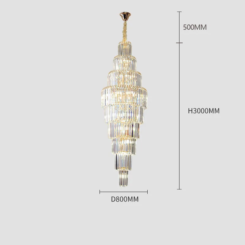 lustre en cristal pour escalier et halls d'hôtel