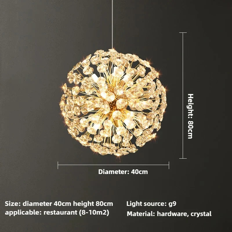 lustre en cristal moderne en forme de pissenlit créatif et atmosphérique