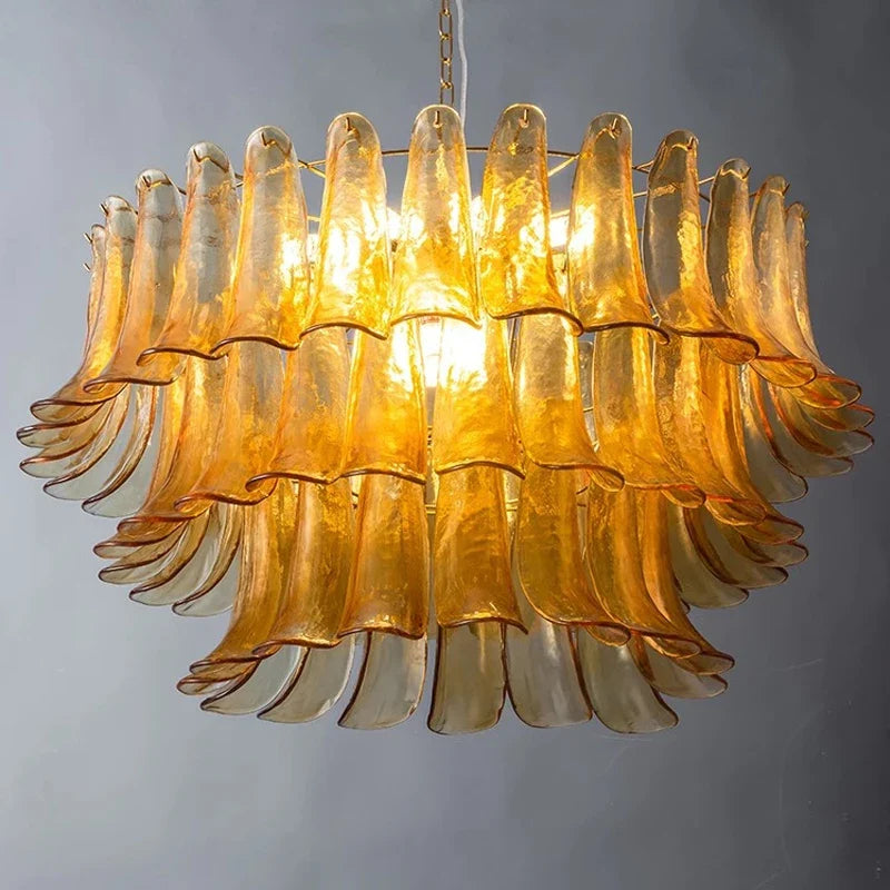 AiPaiTe lustre en verre LED scandinave pour salon salle à manger chambre lustre en verre ambre vintage américain