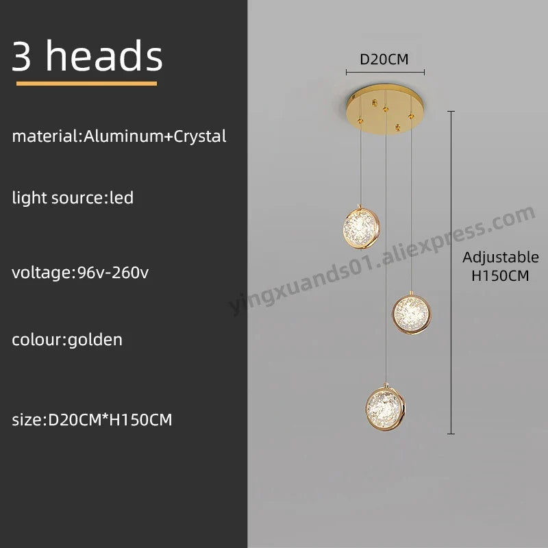 lustre rotatif design nordique en cristal pour éclairage intérieur