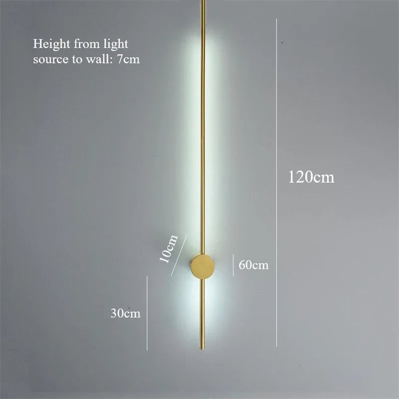 applique murale led nordique tige dorée style moderne créatif simple