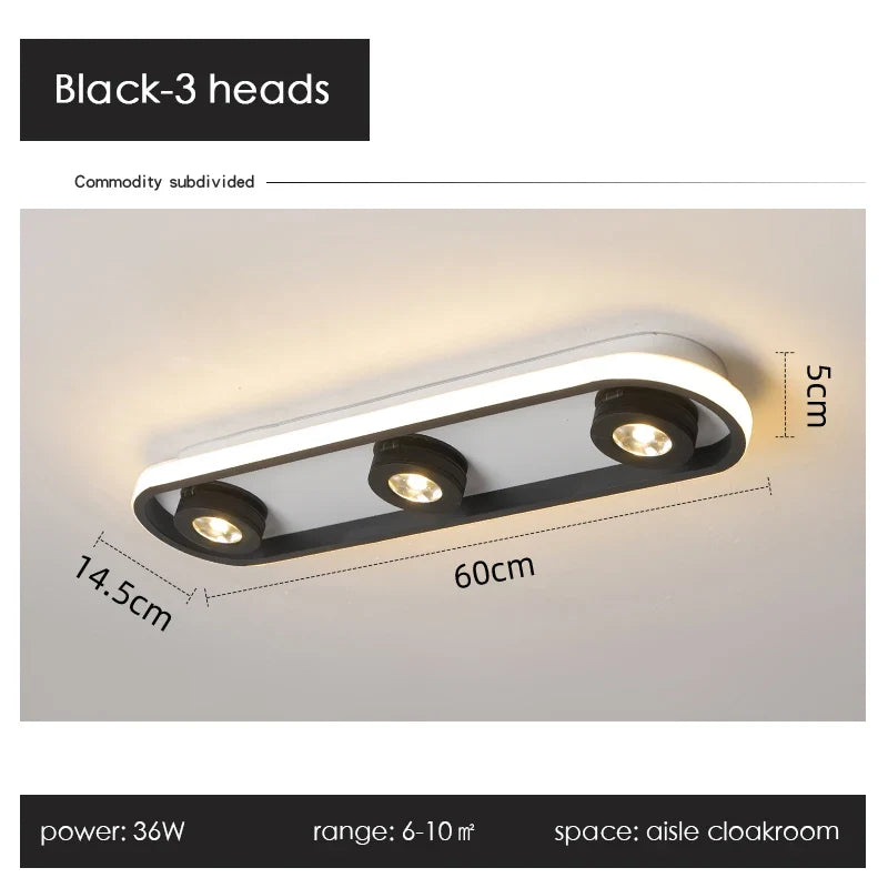 Plafonnier LED noir moderne projecteur