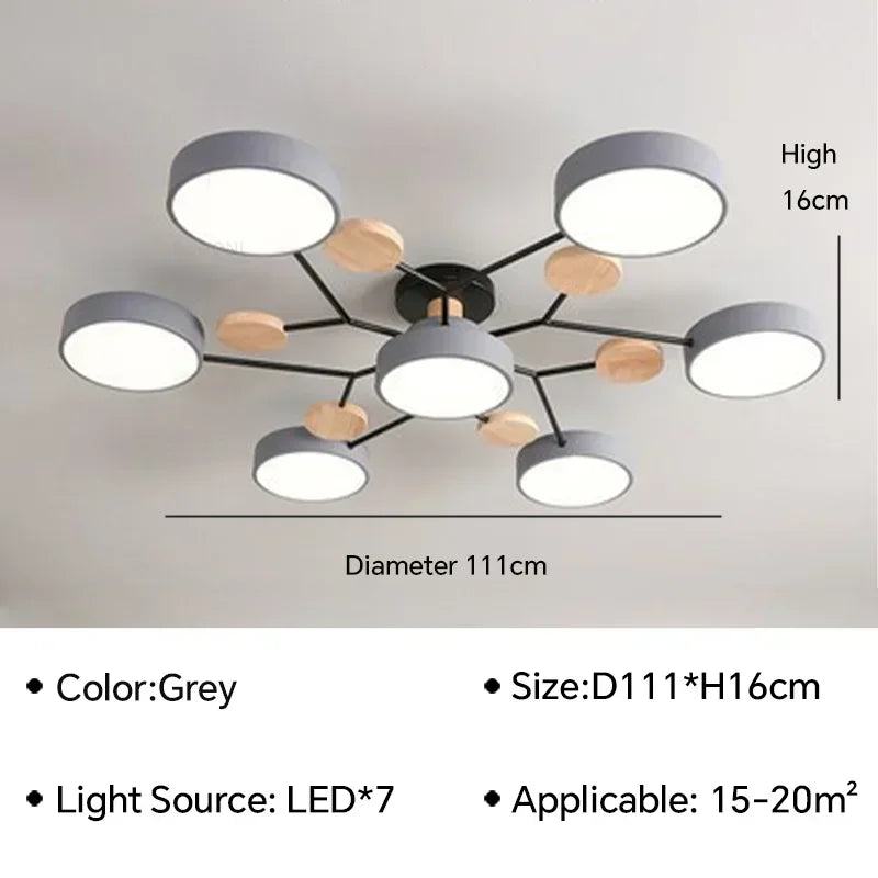 plafonnier LED en bois design nordique pour intérieur élégant