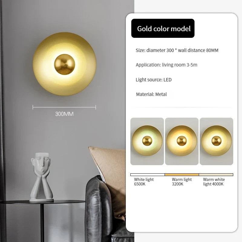 applique murale led ronde moderne pour décoration de luxe intérieure