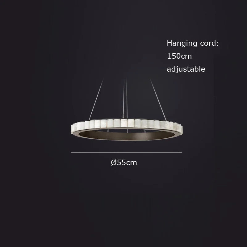 Lustre design anneaux LED postmoderne marbre or noir rond design pour salle à manger