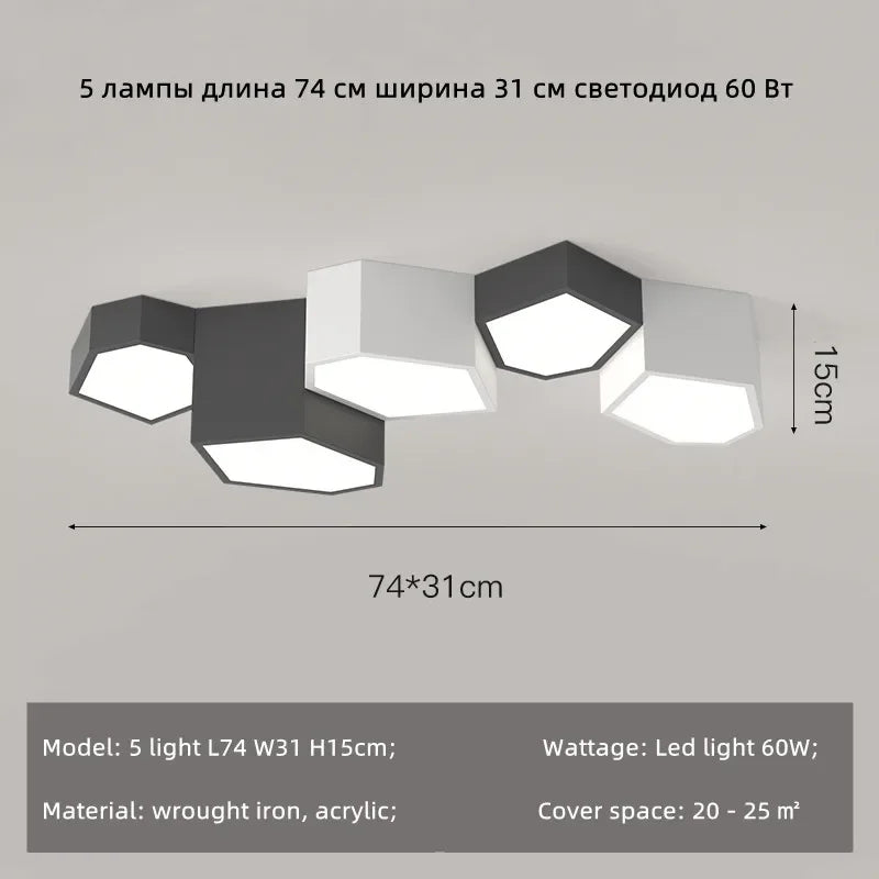 Plafonnier Led cubique irrégulier nordique