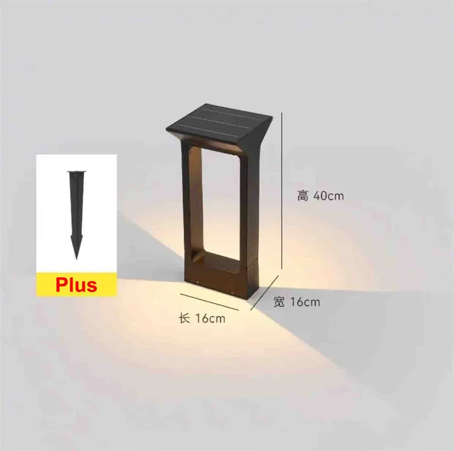 lampe solaire d'extérieur en aluminium pour éclairage de jardin