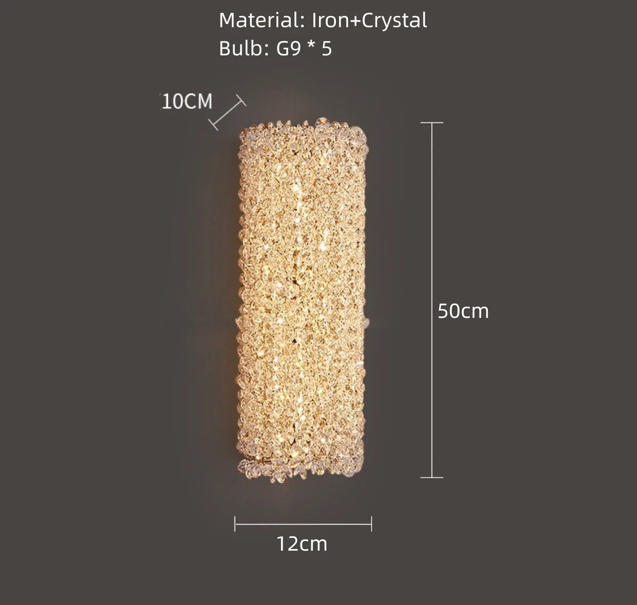 applique murale en métal doré avec ampoule en cristal clair fil réglable