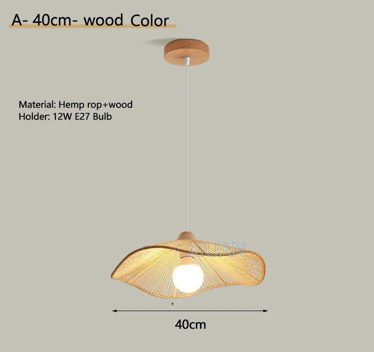 lustre suspendu wabi-sabi en corde de chanvre