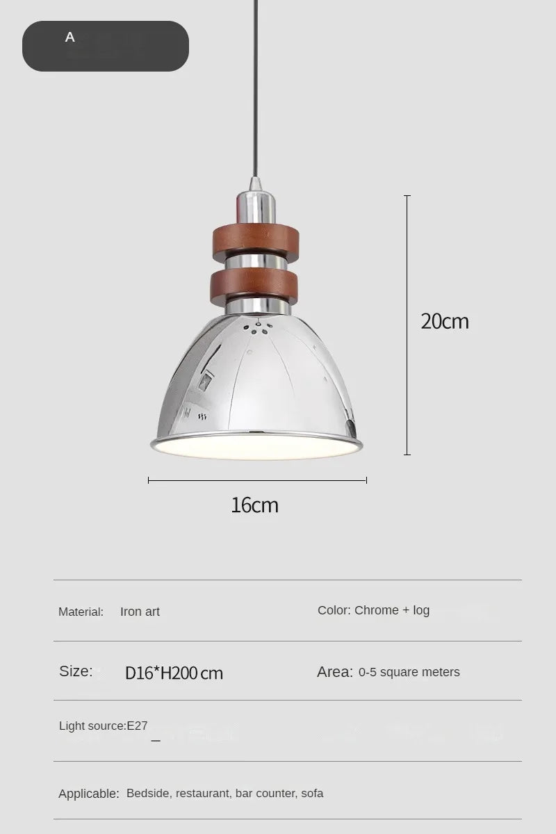 lustre en bois massif argenté pour intérieur rétro et moderne