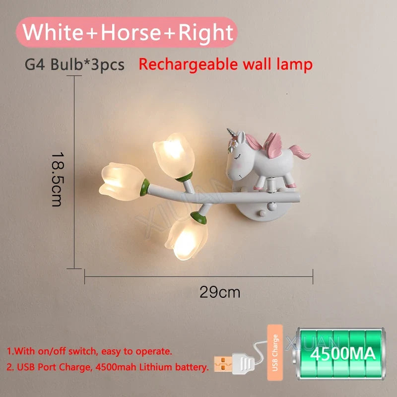 applique murale rechargeable en résine pour chambre d'enfant décorative
