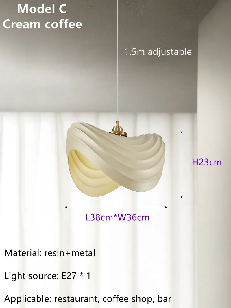 Nordic Minimalist Wabi Sabi Cream Style LED Dining Room Cafe Pendant Light Restaurant Bar Loft Home Decor Lamp Stairs Chandelier