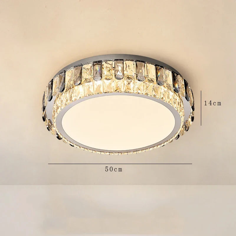 plafonnier led de luxe en cristal rond moderne