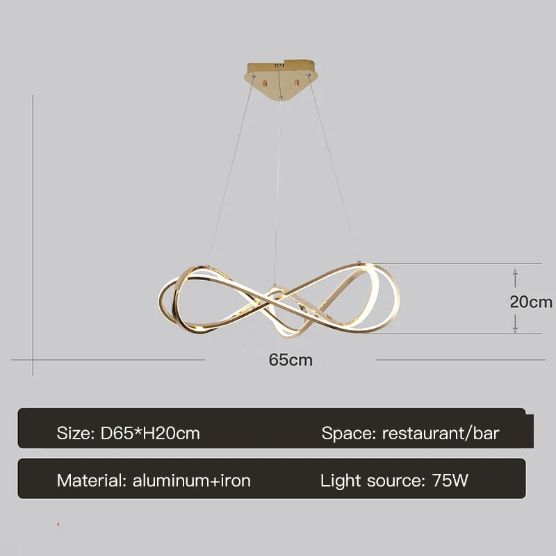 lustre led moderne avec télécommande design élégant et courbé