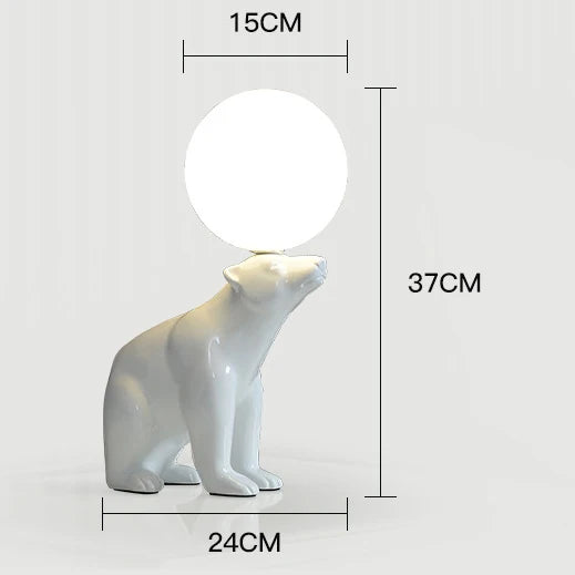 Nordic Design Resin Bear Table Lamp Led Desk Light with Glass Ball for Bedroom