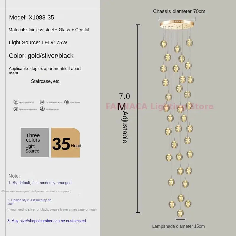 Remote control stair chandelier Nordic creative duplex dining room light lift high living room, apartment decorative chandelier