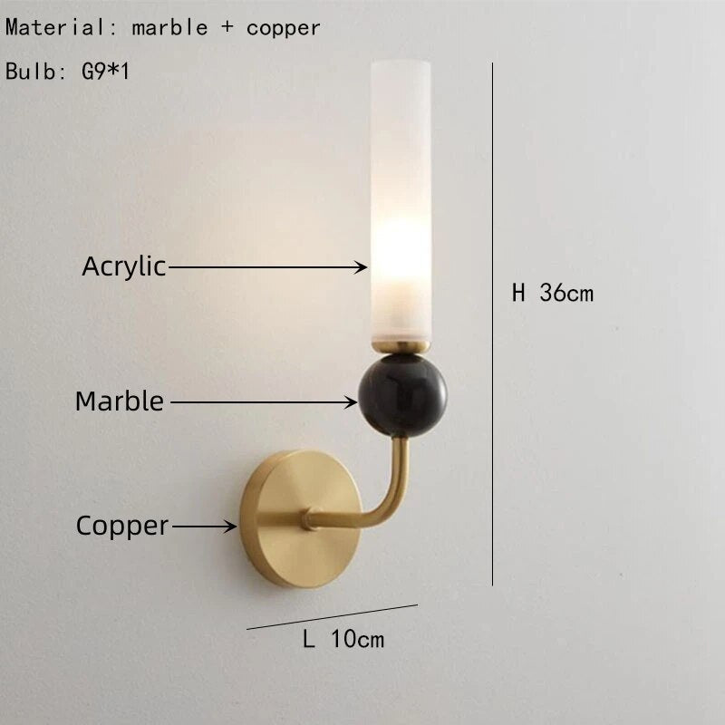 Applique murale boule de marbre naturel
