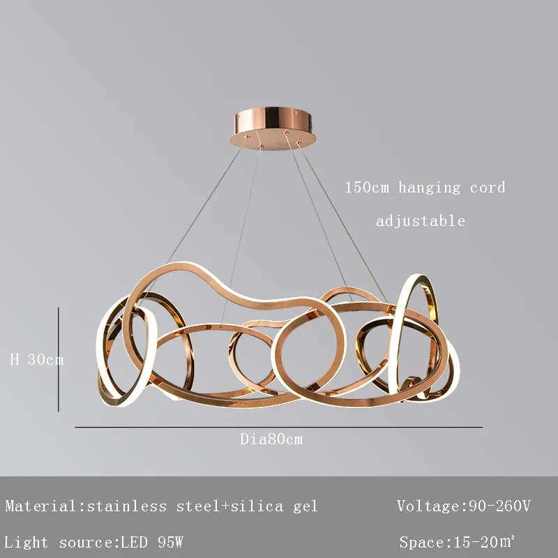 lustre moderne 	 avec lampes led suspendues en silicone