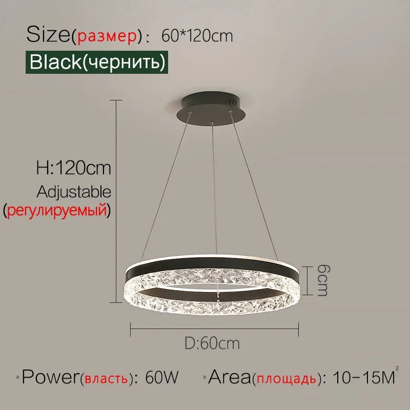 lustre led moderne en cristal pour décoration intérieure