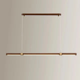 lustre long en bois avec éclairage led suspendu