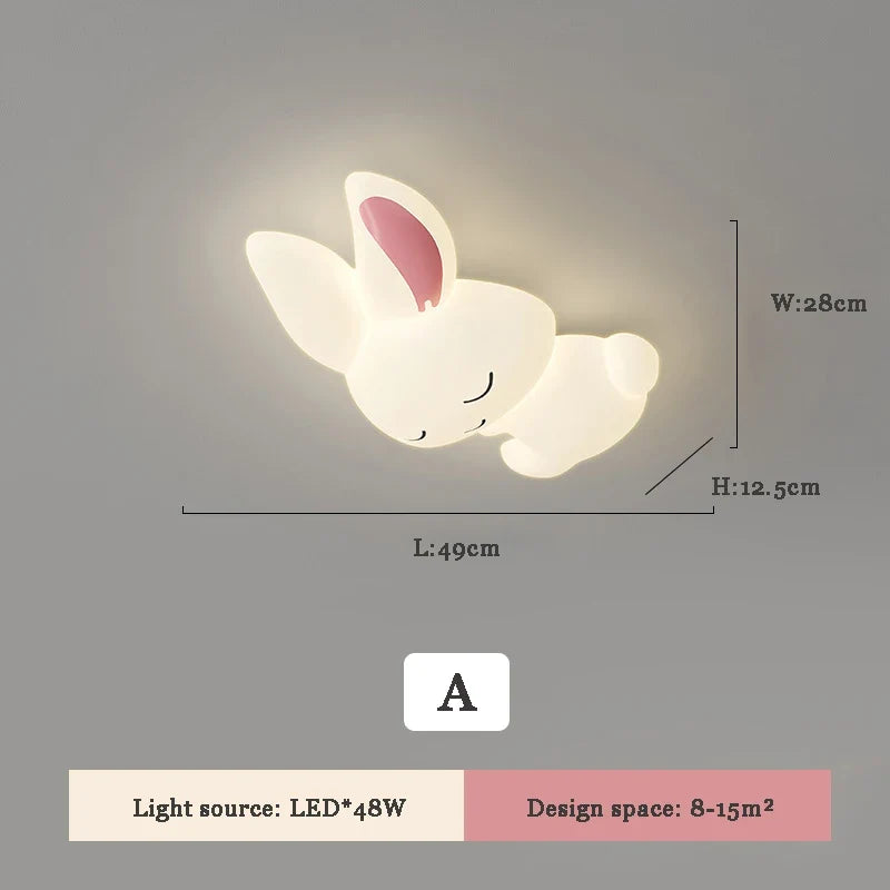 Mignon enfants chambre plafonniers LED blanc lapin lumière Simple dessin animé princesse chambre petite fille chambre décor plafonniers